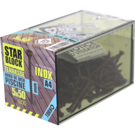 Vis terrasse Inox A4 - 5x50 - simple filet - boîte de 200 STARBLOCK