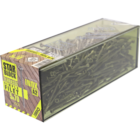 Vis terrasse Inox A2 - 5x70 - simple filet - boîte de 500- STARBLOCK